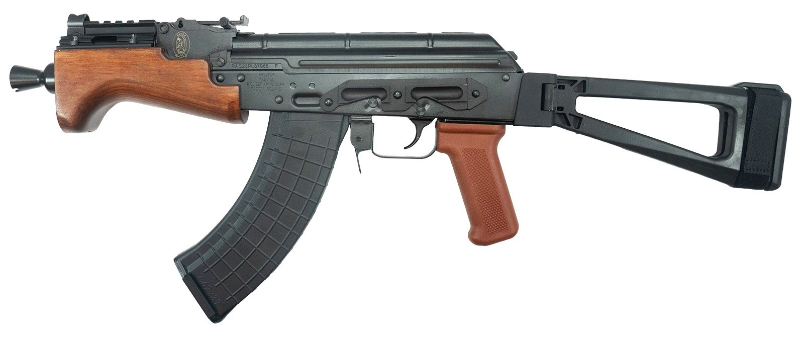 Pioneer Arms Micro Hellpup Classic Wood 7.62x39 AK Pistol with SB Tactical AKTF Brace Micro Hellpup Classic AKTF - Pioneer Arms 7.62x39 AK pistol (alternate view)