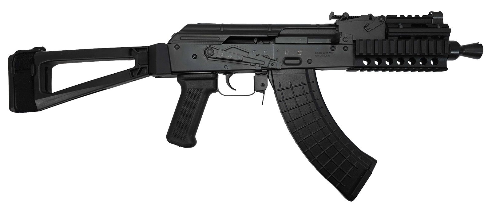 Pioneer Arms Quad-Rail Micro Hellpup 7.62x39 AK Pistol with SB Tactical AKTF Brace Quad Rail Micro Hellpup AKTF - Pioneer Arms 7.62x39 AK pistol